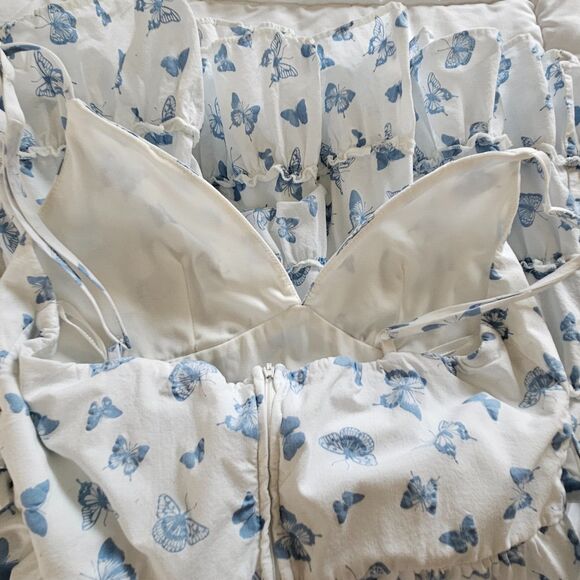 B Smart Dress Juniors Womens Sz 7 Mini Tiered Butterfly Y2K Coquette Babydoll - Picture 5 of 15